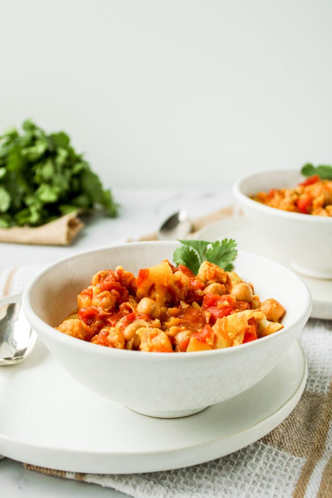 Cauliflower chickpea curry stew