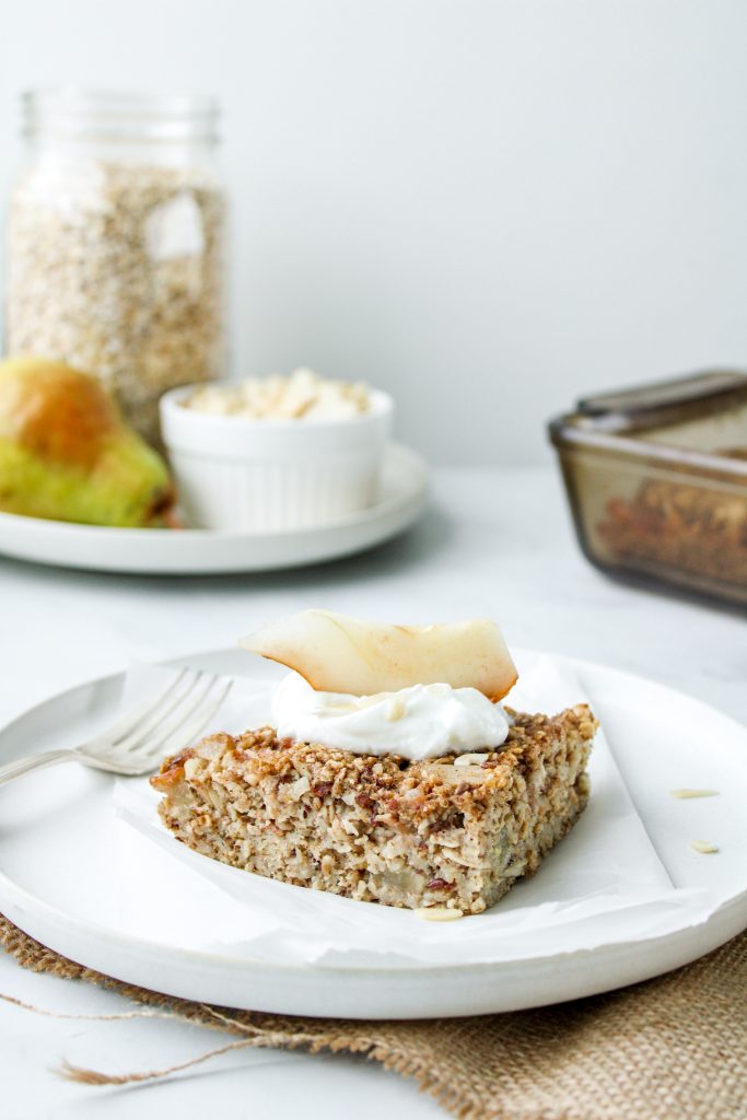 pear almond baked oatmeal