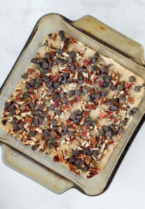 pecans and chocolate chip layer
