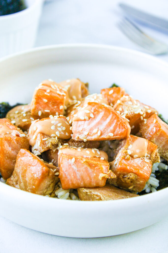 sweet sesame salmon bites