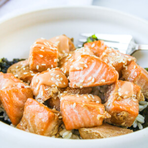 sweet sesame salmon bites