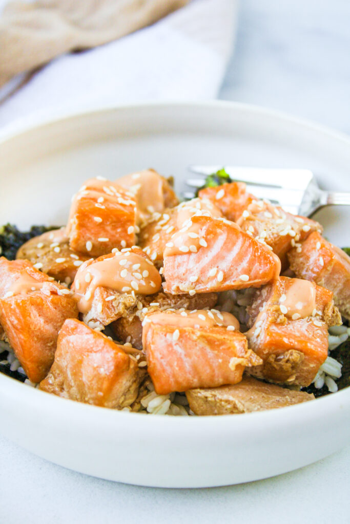 sweet sesame salmon bites
