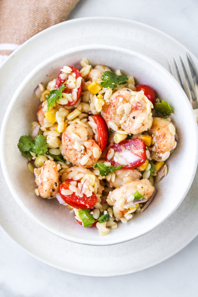shrimp orzo salad with honey lemon dressing