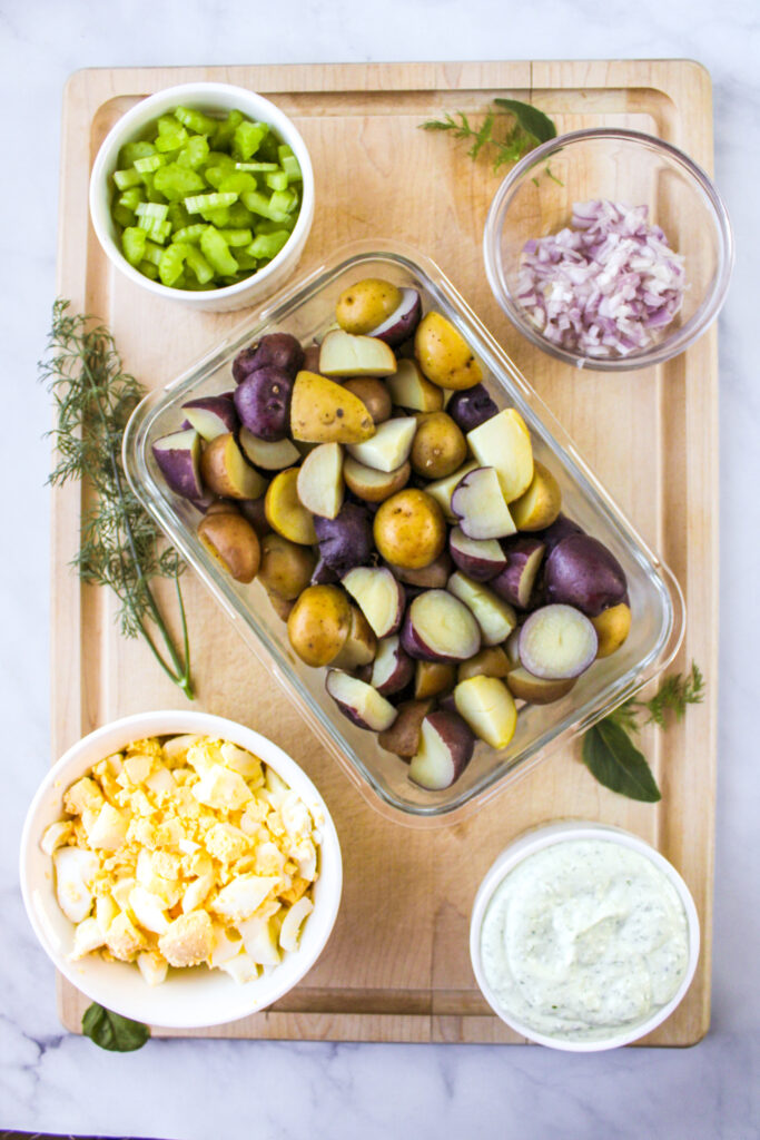 herb and garlic potato salad