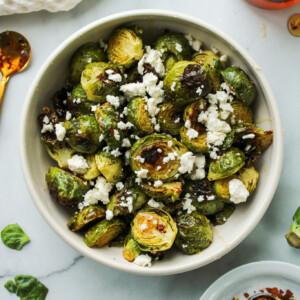 hot honey brussels sprouts feta