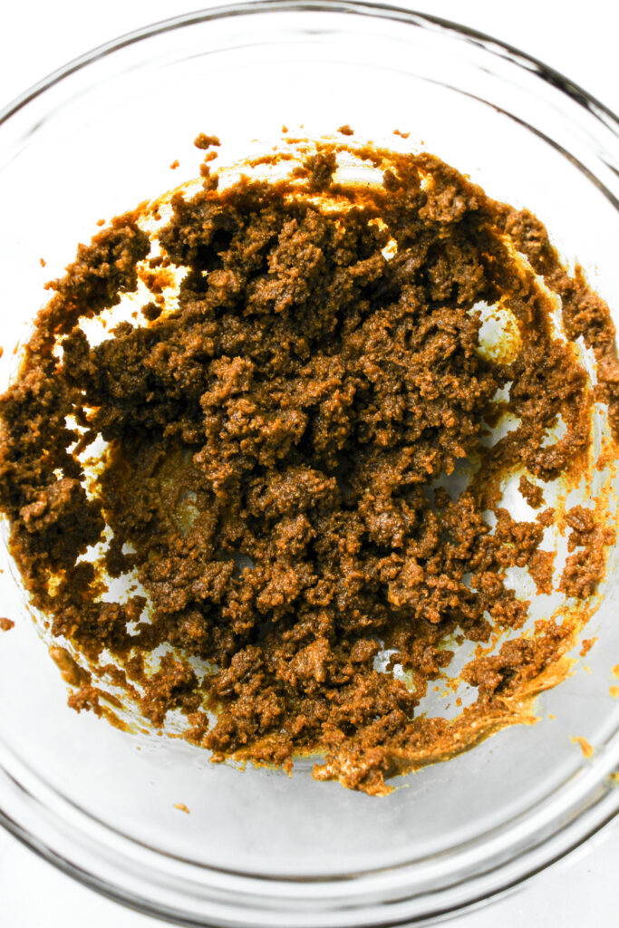 cookie batter in a glass bowl