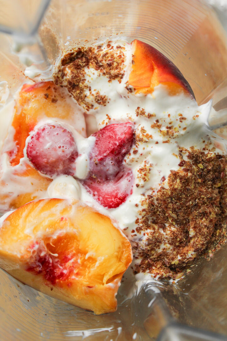 smoothie ingredients in blender