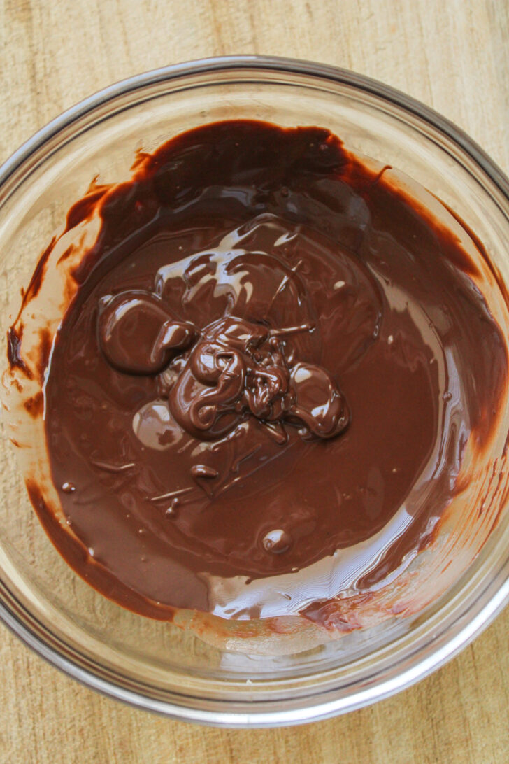 melted chocolate in a glass bowl